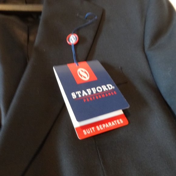 NEW Stafford Mens Classic BLACK Wool pleat Front 2 Pc Suit 38R Jacket 32x32 Pant - Picture 7 of 8